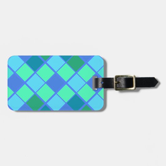 Trendblau und grünes Diamantmuster Gepäckanhänger (Vorderseite horizontal)