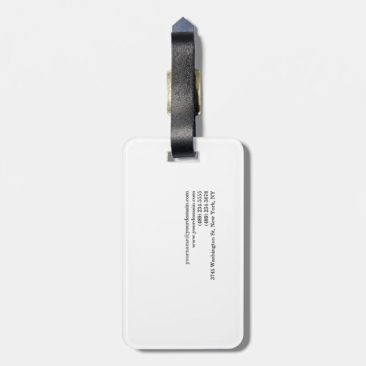 Trendblau weiß Minimalistisch Modern Monogram Gepäckanhänger (Rückseite vertikal)