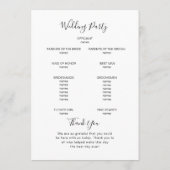 Trendblaue Schmetterlinge im Wasser. Naturhochzeit Programm (Rückseite)