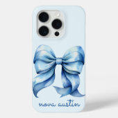 Trendblauer Bow Personalisiert mit Name Monogram Case-Mate iPhone Hülle (Rückseite)
