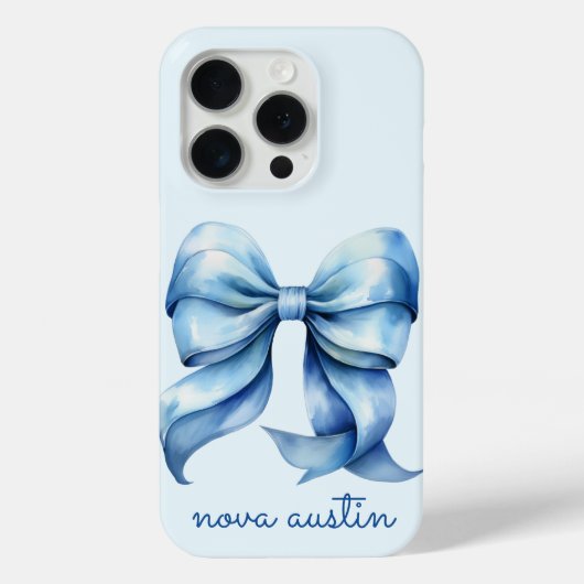 Trendblauer Bow Personalisiert mit Name Monogram Case-Mate iPhone Hülle (Rückseite)