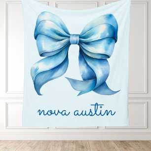 Trendblauer Bow Personalisiert mit Name Monogram Fleecedecke