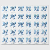 Trendblauer Bow Personalisiert mit Name Monogram Geschenkpapier (Flach)