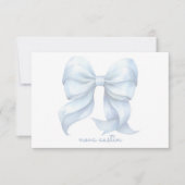 Trendblauer Bow Personalisiert mit Name Monogram Mitteilungskarte (Vorderseite)
