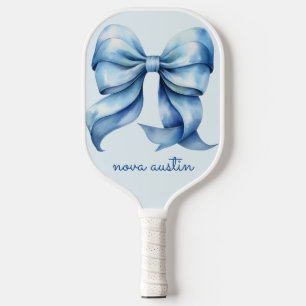 Trendblauer Bow Personalisiert mit Name Monogram Pickleball Schläger