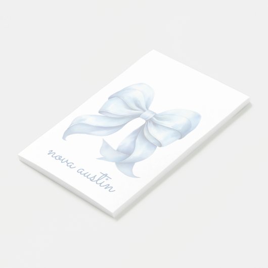 Trendblauer Bow Personalisiert mit Name Monogram Post-it Klebezettel (angewinkelt)