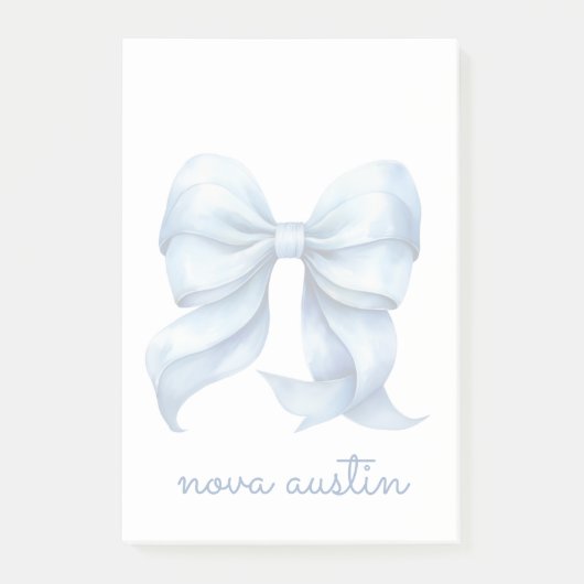 Trendblauer Bow Personalisiert mit Name Monogram Post-it Klebezettel (Vorderseite)