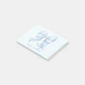 Trendblauer Bow Personalisiert mit Name Monogram Post-it Klebezettel (angewinkelt)