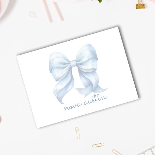 Trendblauer Bow Personalisiert mit Name Monogram Post-it Klebezettel