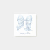 Trendblauer Bow Personalisiert mit Name Monogram Post-it Klebezettel (Vorderseite)