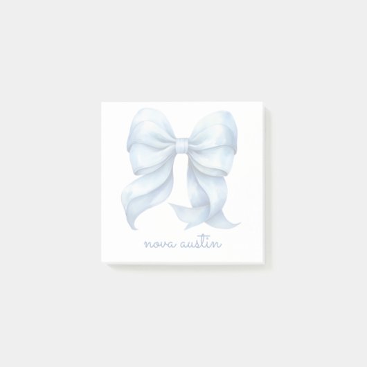 Trendblauer Bow Personalisiert mit Name Monogram Post-it Klebezettel (Vorderseite)