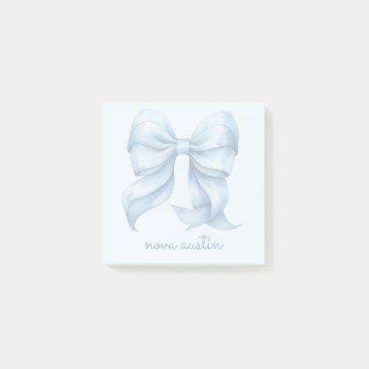 Trendblauer Bow Personalisiert mit Name Monogram Post-it Klebezettel (Vorderseite)