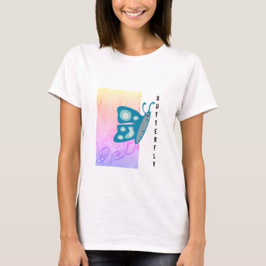 Trendblauer Schmetterling mit Muster Abstrakt T-Shirt (Vorderseite)