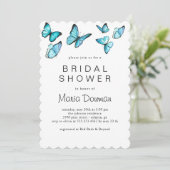 Trendblaues, blaues Brautparty in Aquarellfarbe Einladung (Stehend Vorderseite)