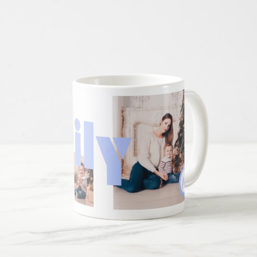 Trendblaues Foto Typ 4 mit Monogramm Kaffeetasse (VorderseiteRechts)