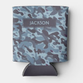 Trendblaues Tarnmuster mit Namen Dosenkühler (Vorderseite)