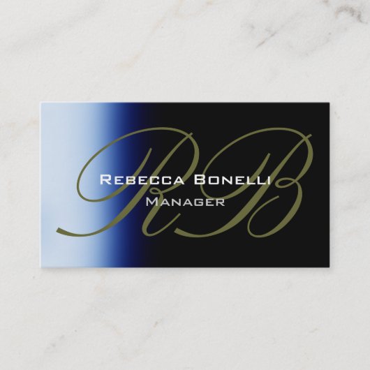 TrendBlue Black Monogram Business Card Visitenkarte (Vorderseite)