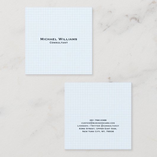 TrendBlue Karos Moderne Minimalistische Berufliche Quadratische Visitenkarte (Vorne/Hinten)