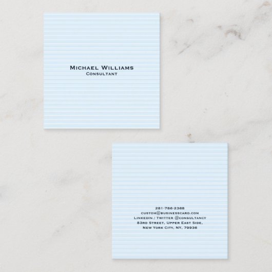 Trendblue Lines Moderne Minimalistische Berufliche Quadratische Visitenkarte (Vorne/Hinten)