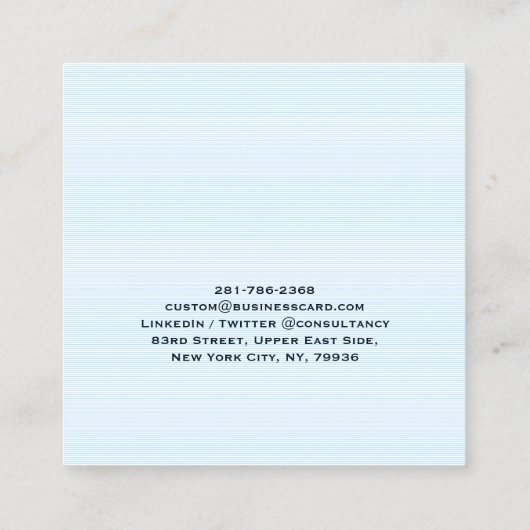 Trendblue Lines Moderne Minimalistische Berufliche Quadratische Visitenkarte (Rückseite)