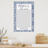 Trendblue tiles Brautparty Foto Booth Poster (Küche)