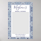 Trendblue tiles Brautparty Foto Booth Poster (Vorne)