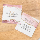 Trendblush Pink Gold Glitzer Agate Monogram Quadratische Visitenkarte
