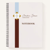 Trendbraune Streifen-Gold-Logo Notizblock (Vorderseite)