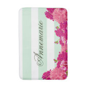TrendCountry Chic Pink Blumenstrauß Stripes Badematte (Vorderseite Vertikal)