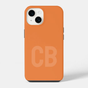Trendfarbe Fresh Tangerine Minimalist Monogramm iPhone 14 Hülle