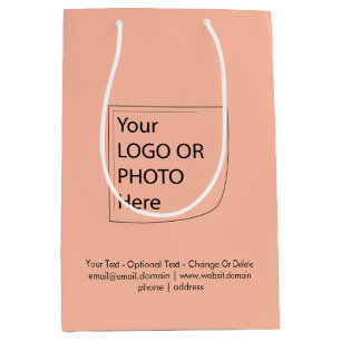 Trendfarbe - Soft Peach Medium Logo-Geschenktasche Mittlere Geschenktüte