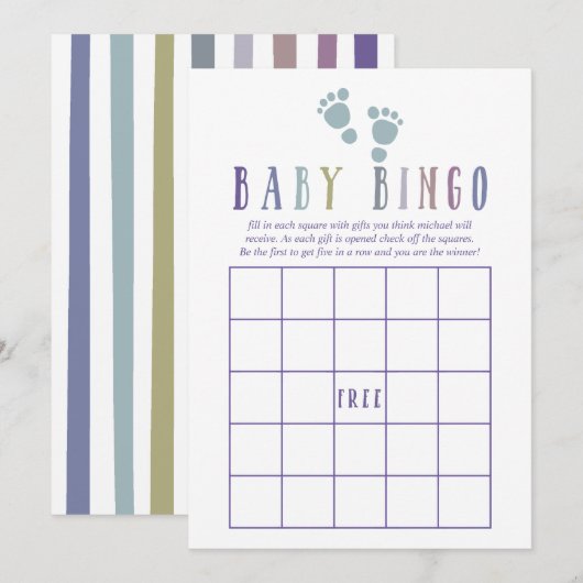 Trendfarben Boy Baby Shower Baby Bingo Einladung (Vorne/Hinten)