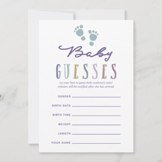 Trendfarben Boy Baby Shower Raten Einladung (Vorderseite)