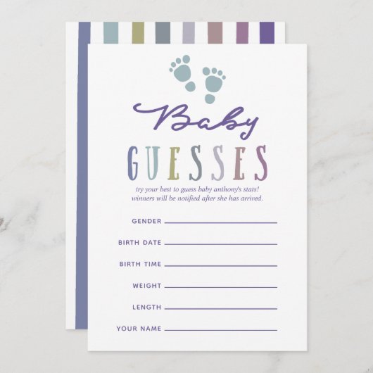 Trendfarben Boy Baby Shower Raten Einladung (Vorne/Hinten)