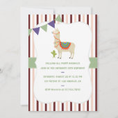 Trendfarben Llama Birthday Party Einladung (Vorderseite)