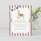 Trendfarben Llama Birthday Party Einladung (Stehend Vorderseite)