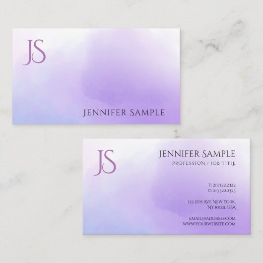 Trendfarben Monogram Einfache moderne Vorlage Visitenkarte (Vorne/Hinten)