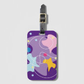 Trendfarbene abstrakte Muster in lila und blauen F Gepäckanhänger (Vorderseite Vertikal)
