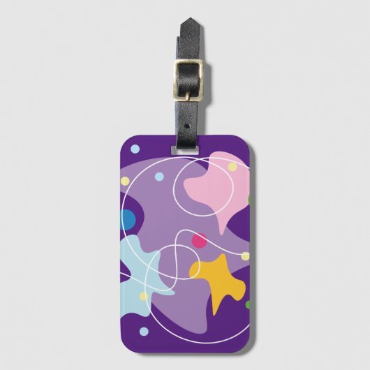 Trendfarbene abstrakte Muster in lila und blauen F Gepäckanhänger (Vorderseite Vertikal)