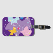 Trendfarbene abstrakte Muster in lila und blauen F Gepäckanhänger (Vorderseite (Horizontal))