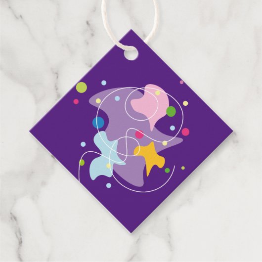 Trendfarbene abstrakte Muster in lila und blauen F Geschenkanhänger (Vorderseite)