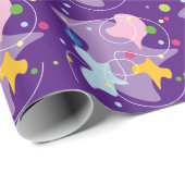 Trendfarbene abstrakte Muster in lila und blauen F Geschenkpapier (Rolleneckpunkt)