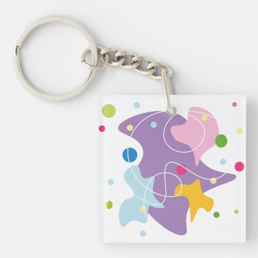 Trendfarbene abstrakte Muster in lila und blauen F Schlüsselanhänger (Vorderseite)