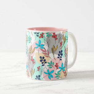 Trendfarbene Blätter Handfarbe niedliches Design Zweifarbige Tasse