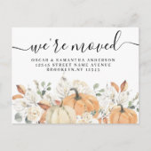 Trendfarbene Blume & Pumpkins Herbst Ankündigungspostkarte (Vorderseite)