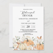 Trendfarbene Blume & Pumpkins Herbst Einladung (Vorderseite)