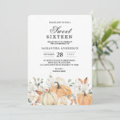 Trendfarbene Blume & Pumpkins Herbst Einladung (Stehend Vorderseite)