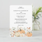 Trendfarbene Blume & Pumpkins Herbst Einladung (Stehend Vorderseite)