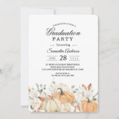 Trendfarbene Blume & Pumpkins Herbst Einladung (Vorderseite)