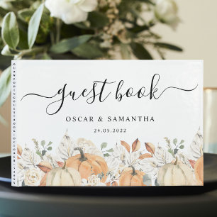 Trendfarbene Blume & Pumpkins Herbst Gästebuch